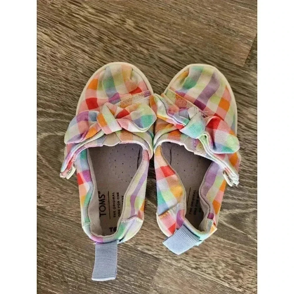 Toms plaid toddler shoe with velcro size t6 #5